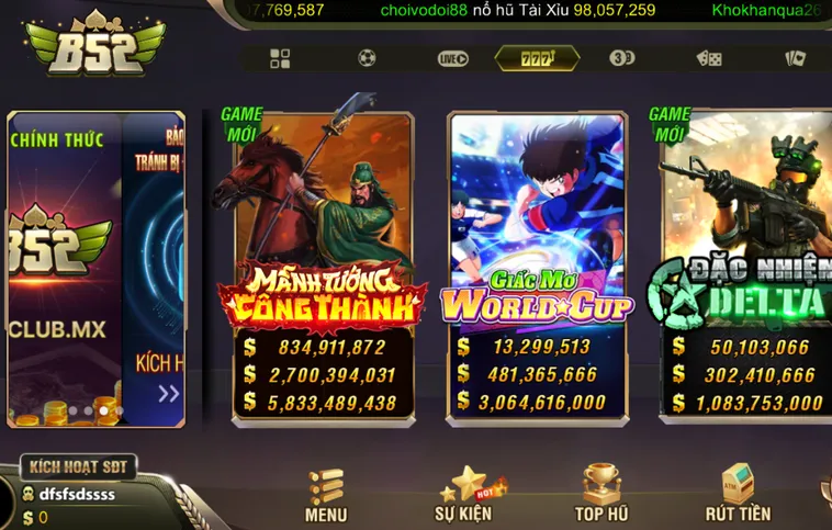 Sảnh Game Nổ Hũ B52 Club Với Những Phần Thưởng Giá Trị Cao
